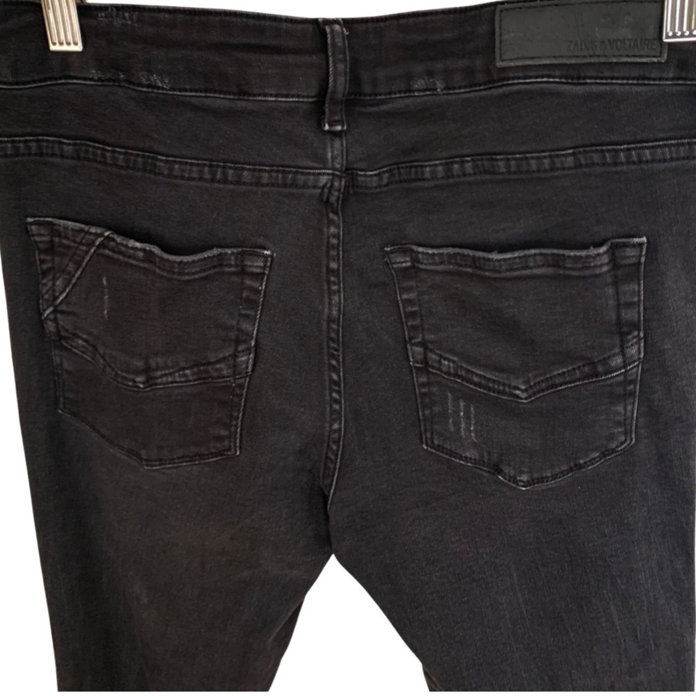 ZADIG & VOLTAIRE Eva Gris Destroy Deluxe Black Skinny Jeans Size 26 - Picture 10 of 16